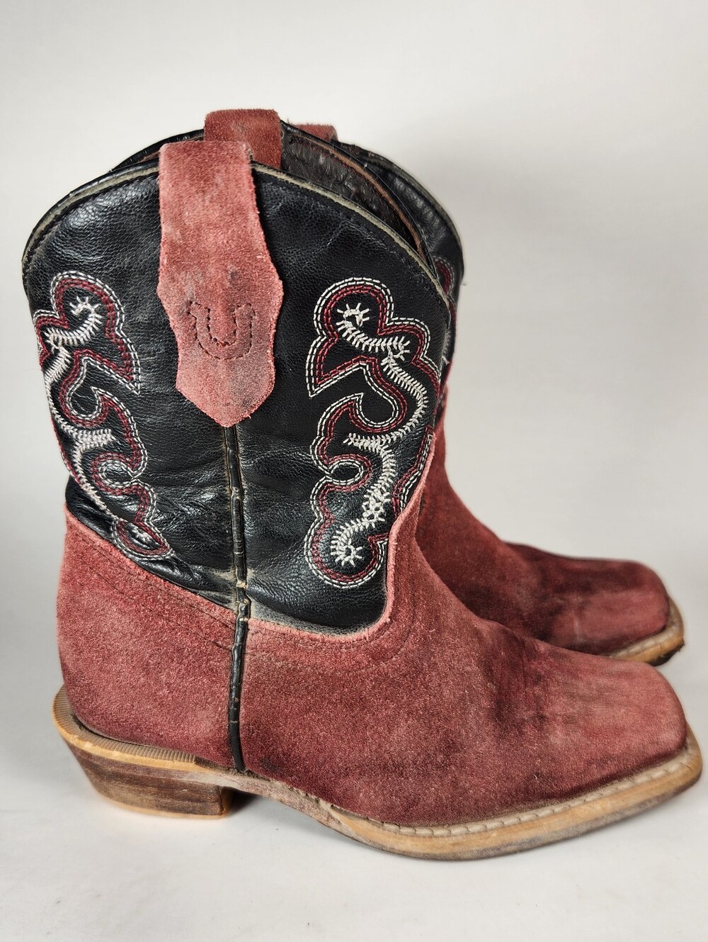 R WATSON Kids Rhubarb Roughout Boot 10 Red Western Cowboy Leather Shoes
